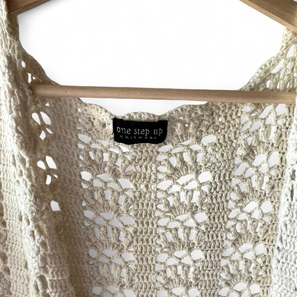 Vintage Y2K One Step Ahead Cream Crochet Cardigan - Picture 4 of 5